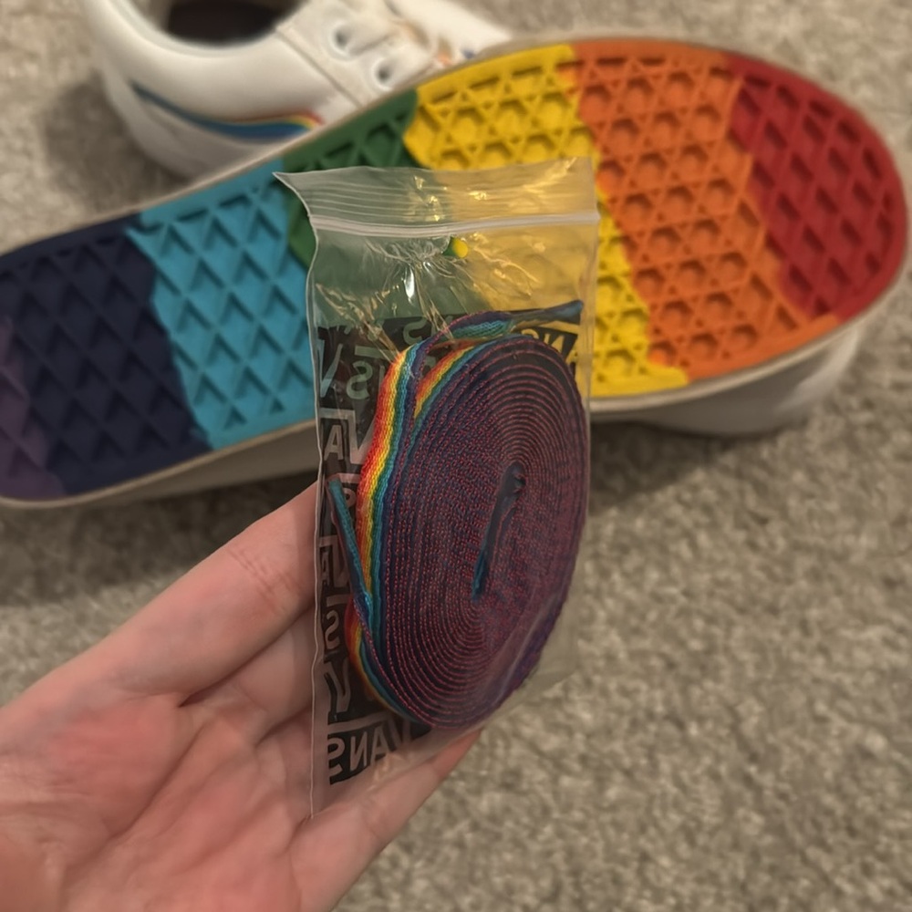 White and Rainbow Vans - Picture 3 of 3